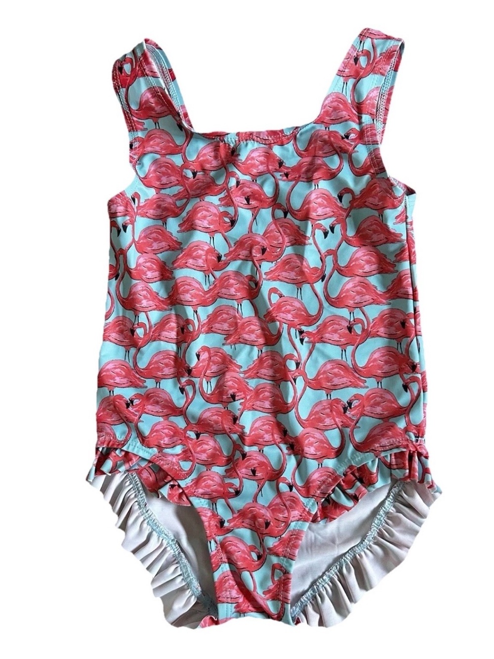City Streets adorable Aqua and Pink Flamingo Kids girls Swim One Piece Sz 3T